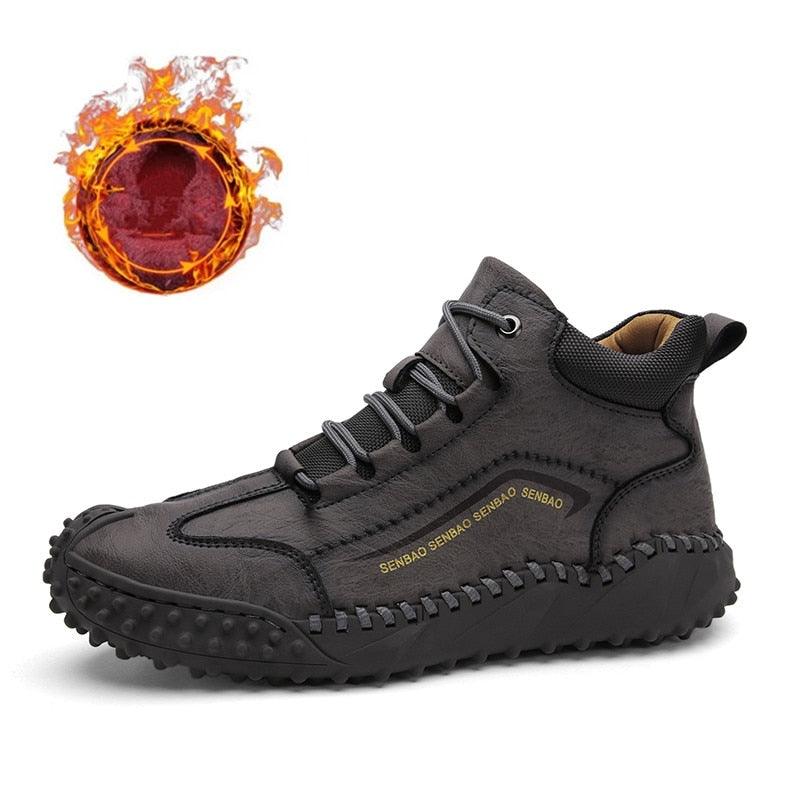 New Winter Men Boots - Thick Plush Warm Men Snow Boots - Leather Ankle Boots Handmade Motorcycle Boots Outdoor Shoes (MSB4)(MSB5)(MSB4A) - Deals DejaVu