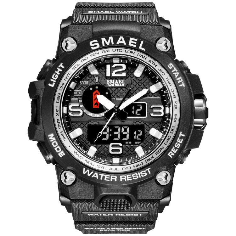 Great Watches For Men - 50M Waterproof Clock Alarm - reloj 1545D Dual Display Wristwatch Quartz Military Watch Sport (MA9)(RW)(1U84)