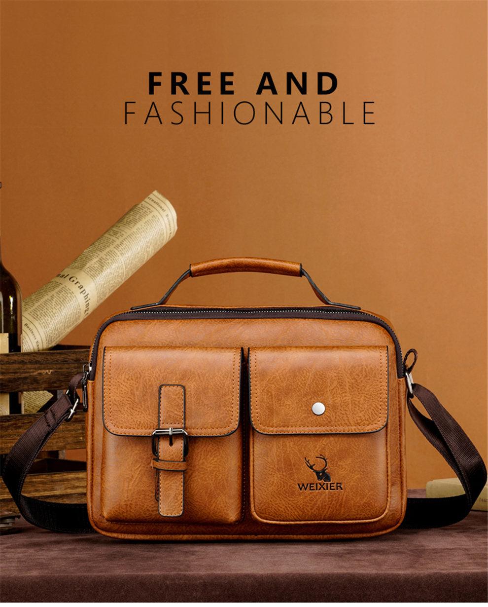 Great Men's Briefcase - Casual bag Men Small Messenger Bag - Vintage Shoulder Bags Male Flap Bags Capacity Men Handbag for male (3MA1)(LT4)(1U78) - Deals DejaVu