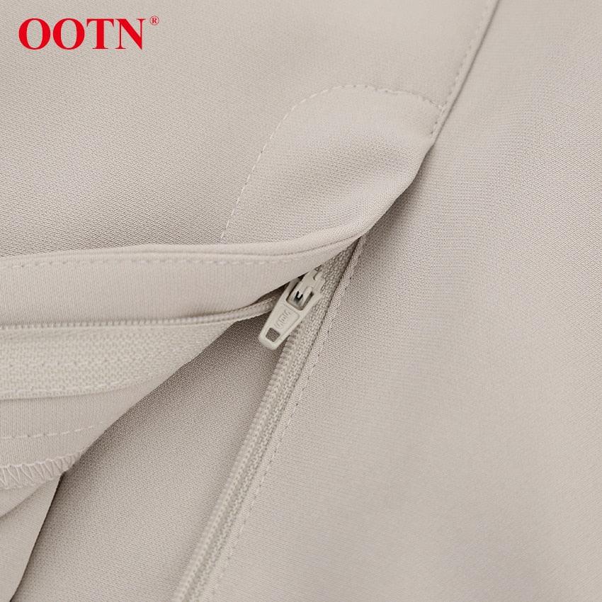 Great Office Lady Pleated Loose Zipper Wide Leg Pants - Women Solid Button Floor-Length Pants Female High Waist Trousers Autumn (D25)(BP)(1U25) - Deals DejaVu