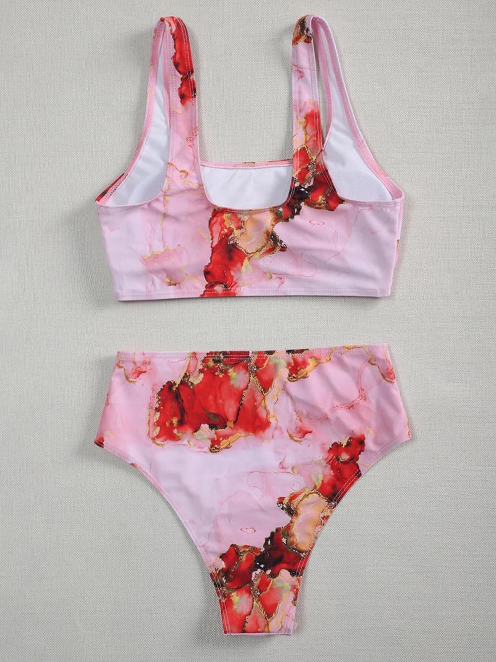 New Print Sport Bandeau Push up Bikinis - Sexy Marble Women Swimsuit High Waist Swimwear Women bathing suit Beach wear (TB8D)(1U26)(F26) - Deals DejaVu