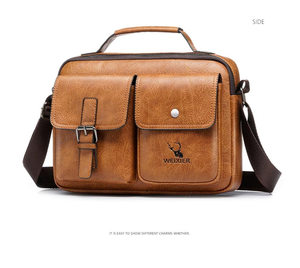 Great Men's Briefcase - Casual bag Men Small Messenger Bag - Vintage Shoulder Bags Male Flap Bags Capacity Men Handbag for male (3MA1)(LT4)(1U78) - Deals DejaVu