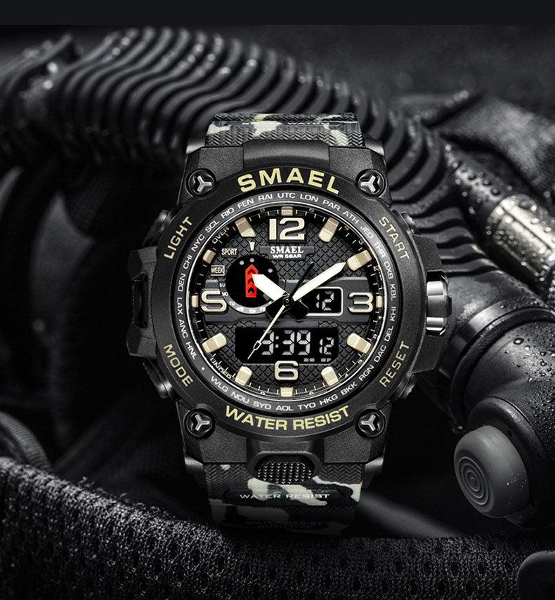 Great Watches For Men - 50M Waterproof Clock Alarm - reloj 1545D Dual Display Wristwatch Quartz Military Watch Sport (MA9)(RW)(1U84)