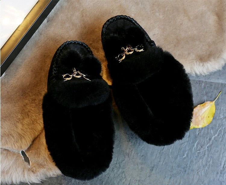 Trending Winter 100% Genuine Leather Real Wool Women Flats New Fashion Female - Plus Size Snow Shoes (FS)(CD)(1U40)(1U38)(1U107)