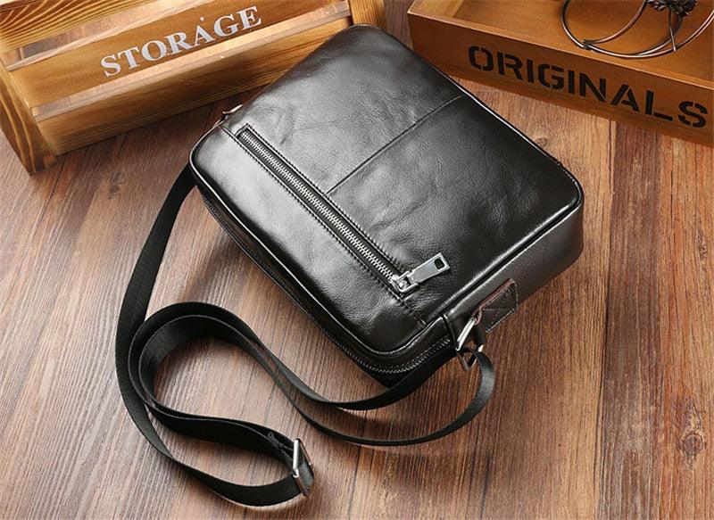 Amazing Vintage Men Genuine Leather Shoulder Bag - Mens Messenger Bags - Male Crossbody Handbag Tote Bags Business Casual Bags For Men (3MA1)(LT4)(1U78) - Deals DejaVu