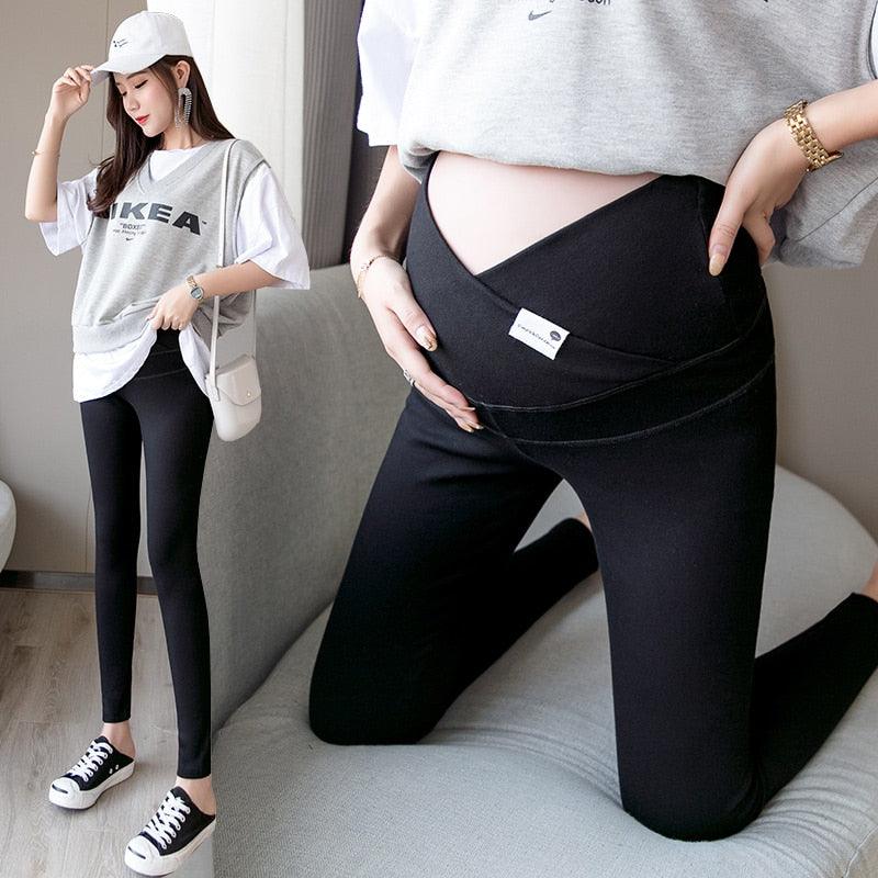 New Autumn Winter Skinny Maternity Legging - Across V Low Waist Belly Legging for Pregnant Women Cotton Pregnancy Pencil Pants (2Z7)(7Z2)(1U4)