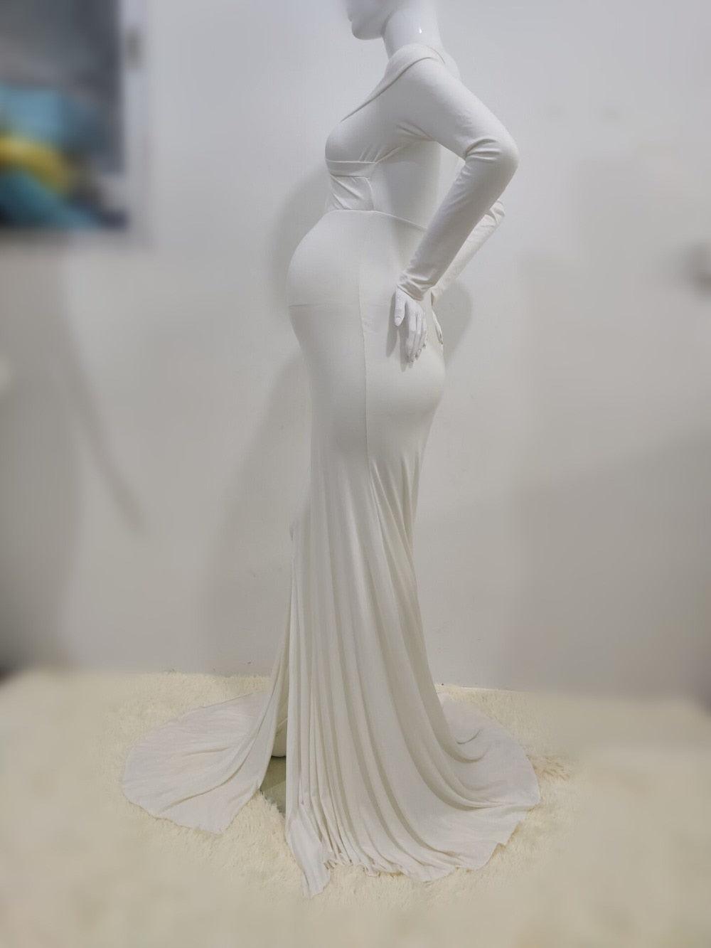 Sexy Maternity Dresses - For Photo Shoot Maxi Gown Split Side Women Pregnant Photography Props (1U5)(Z6)(Z8)(1Z1)(2Z1)(3Z1)(4Z1)(7Z1)