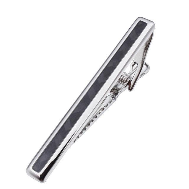 Classic Business Tie Clip - On Shirt Men Silver Color Carbon Fiber Tie Clip (1U17)