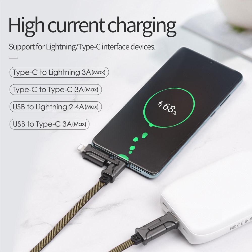 4in1 USB Type C Cable 60W Metal PD Fast Charger Cable USB C to Type C Wire for Samsung Xiaomi iPhone11 MacBook Pro Air iPad (D50)(RS7)