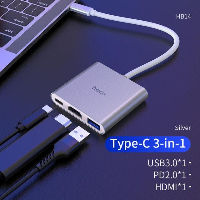 USB C HUB 3-in-1 Type C HUB USB 3.0 HUB HDMI Adapter USB Splitter for MacBook/Pro/Air and Type C Windows Laptops Devices (RS7)(F50)