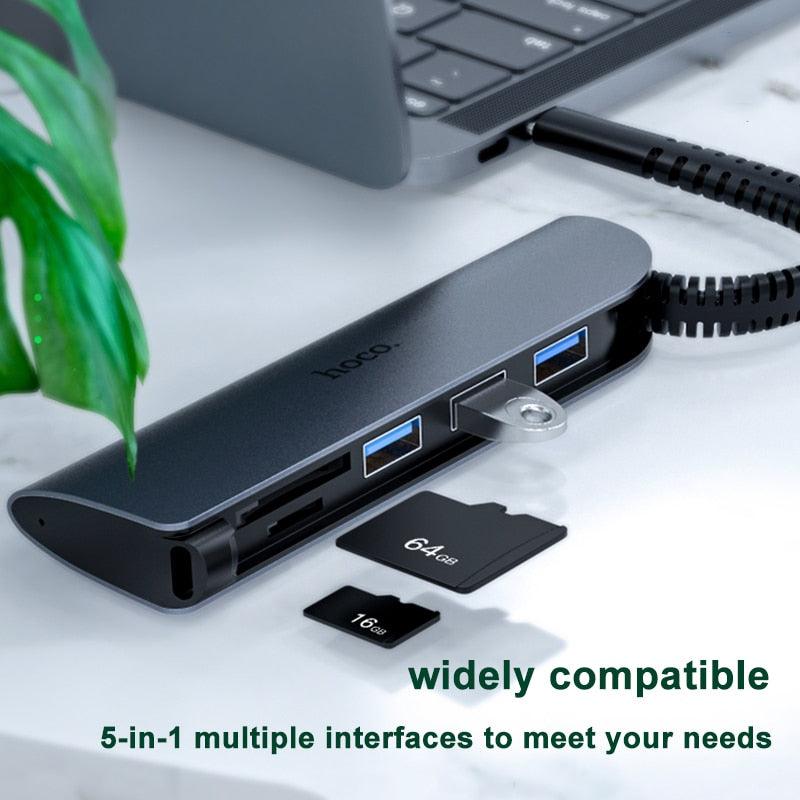 Trending USB C HUB 5-in-1 Type C HUB for MacBook USB-C Dock Adapter Thunderbolt 3 with Micro SD/TF Reader Slot for Mac BookPro (RS7)(F50)