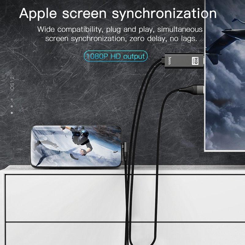 Lightning to HDMI Cable HDTV TV Digital AV Adapter 2M USB HDMI 1080P Smart Converter Cable For iPhone 12 Apple TV (D50)(RS7)