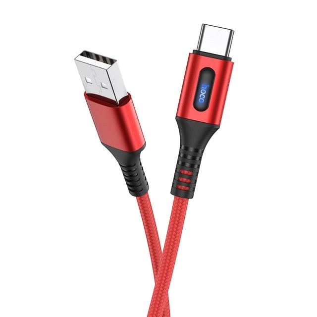 Smart Power Off Charging USB Type C Cable - 3A USB C Cable Fast Charging Data Cable Type-C USB Charger For Samsung Xiaomi 10 (D50)(RS7)