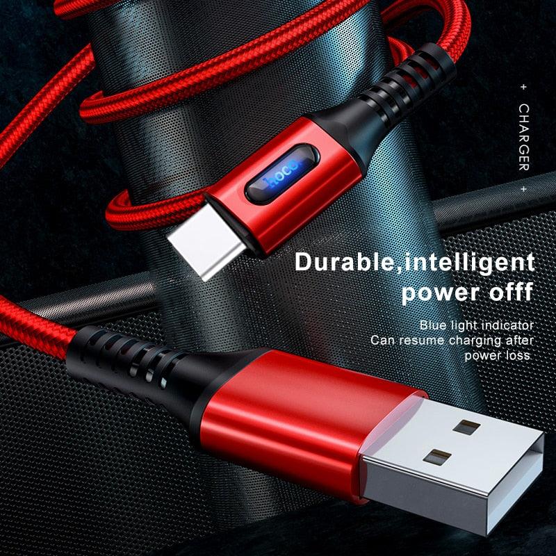 Smart Power Off Charging USB Type C Cable - 3A USB C Cable Fast Charging Data Cable Type-C USB Charger For Samsung Xiaomi 10 (D50)(RS7)