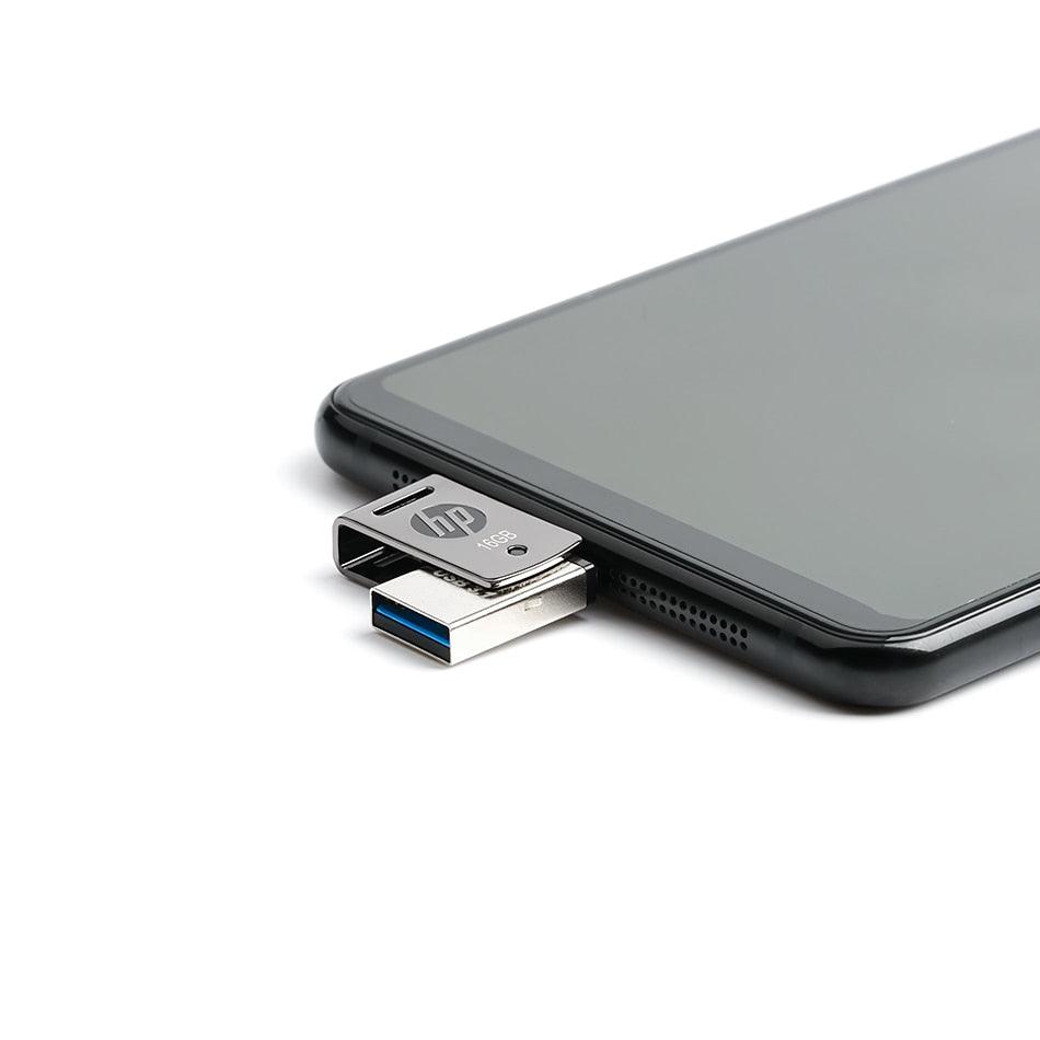 HP OTG Type-C USB3.1 Metal USB Flash Drive 256GB 128GB 64GB High Speed X5000M Pendrive for SmartPhone/Tablet/PC 32GB 16GB (CA3)(F52)