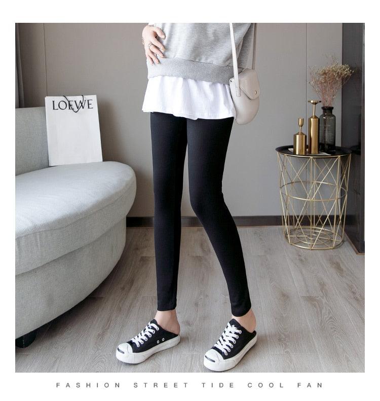 New Autumn Winter Skinny Maternity Legging - Across V Low Waist Belly Legging for Pregnant Women Cotton Pregnancy Pencil Pants (2Z7)(7Z2)(1U4)