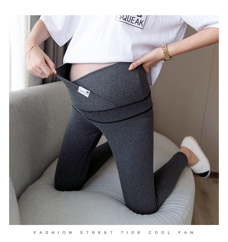 New Autumn Winter Skinny Maternity Legging - Across V Low Waist Belly Legging for Pregnant Women Cotton Pregnancy Pencil Pants (2Z7)(7Z2)(1U4)
