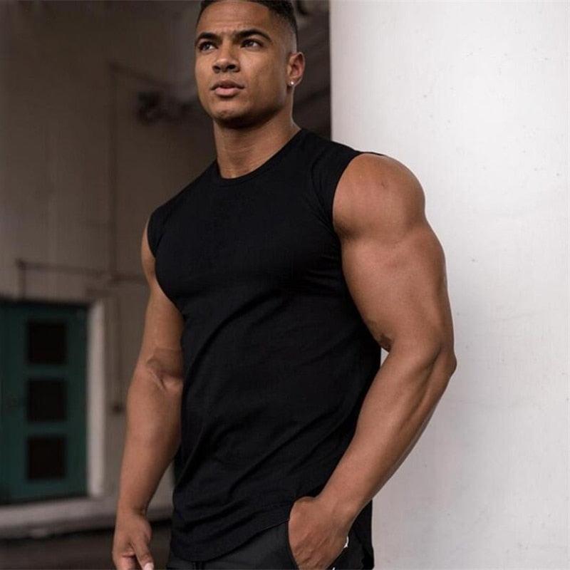 Summer Newest Brand Mens Curved Hem Solid Color Gyms Stringers - Vest Bodybuilding Clothing Fitness Man Tanks Tops (TM7)(1U101)(1U100)