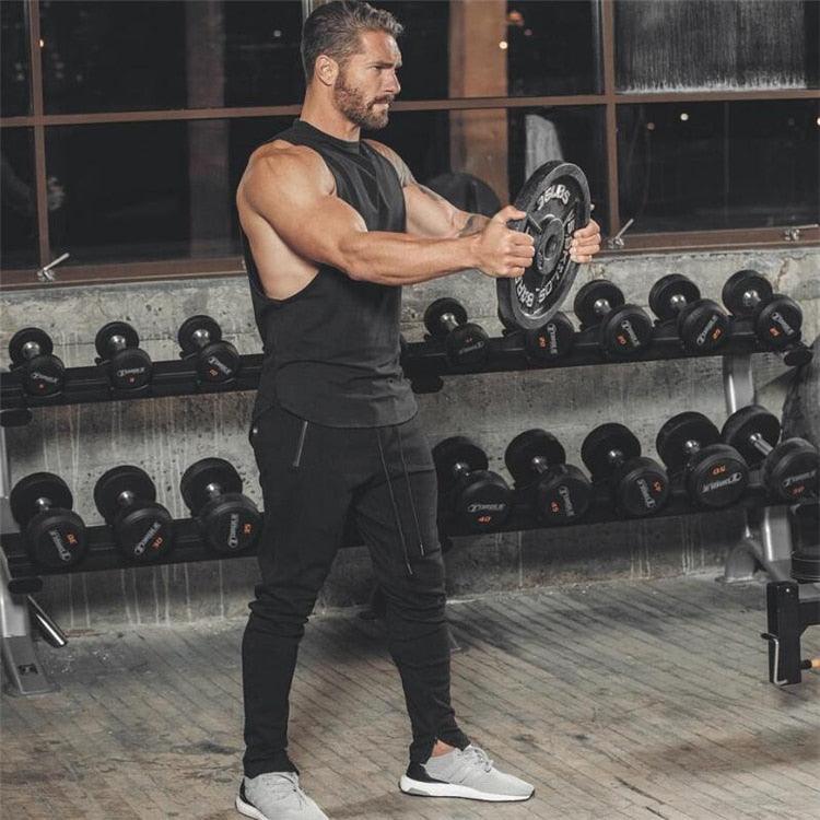 Trending Brand Gym Stringer Clothing Bodybuilding Tank Top - Men Fitness Singlet Sleeveless Shirt Solid Cotton Muscle (TM7)(1U101)(1U100)