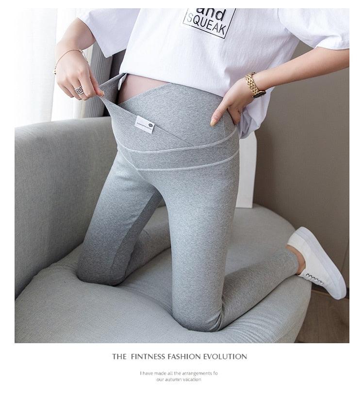 New Autumn Winter Skinny Maternity Legging - Across V Low Waist Belly Legging for Pregnant Women Cotton Pregnancy Pencil Pants (2Z7)(7Z2)(1U4)