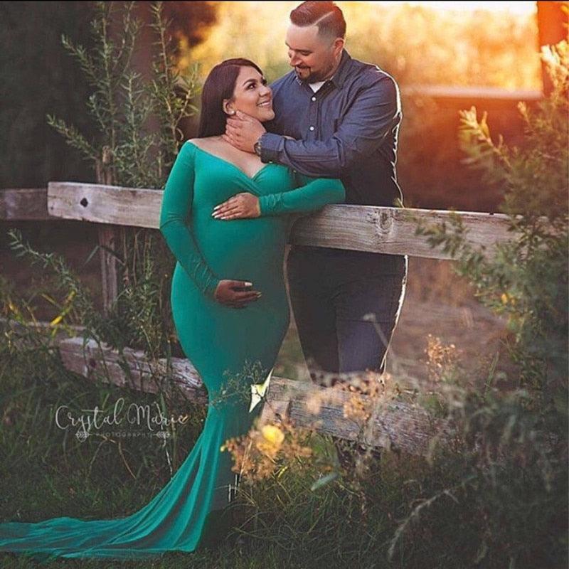 Pregnant Women Sexy Long Dresses - 100% Cotton Maternity V-Neck Maxi Gown Pregnancy Baby Shower Dress Photography Props Clothing (Z6)(1Z1)(2Z1)(3Z1)(7Z1) - Deals DejaVu