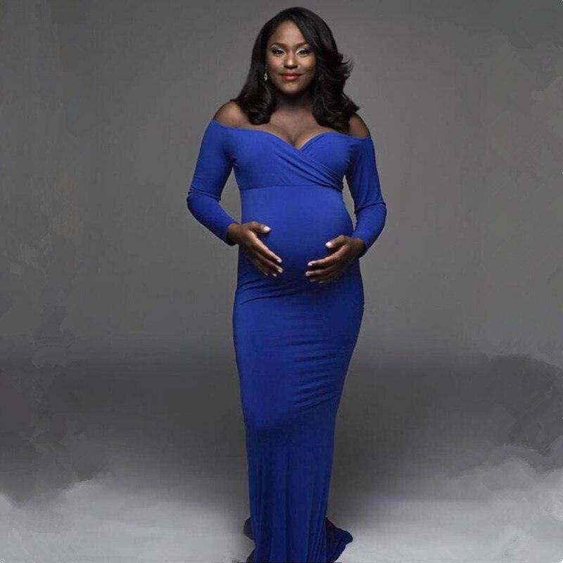 Pregnant Women Sexy Long Dresses - 100% Cotton Maternity V-Neck Maxi Gown Pregnancy Baby Shower Dress Photography Props Clothing (Z6)(1Z1)(2Z1)(3Z1)(7Z1) - Deals DejaVu
