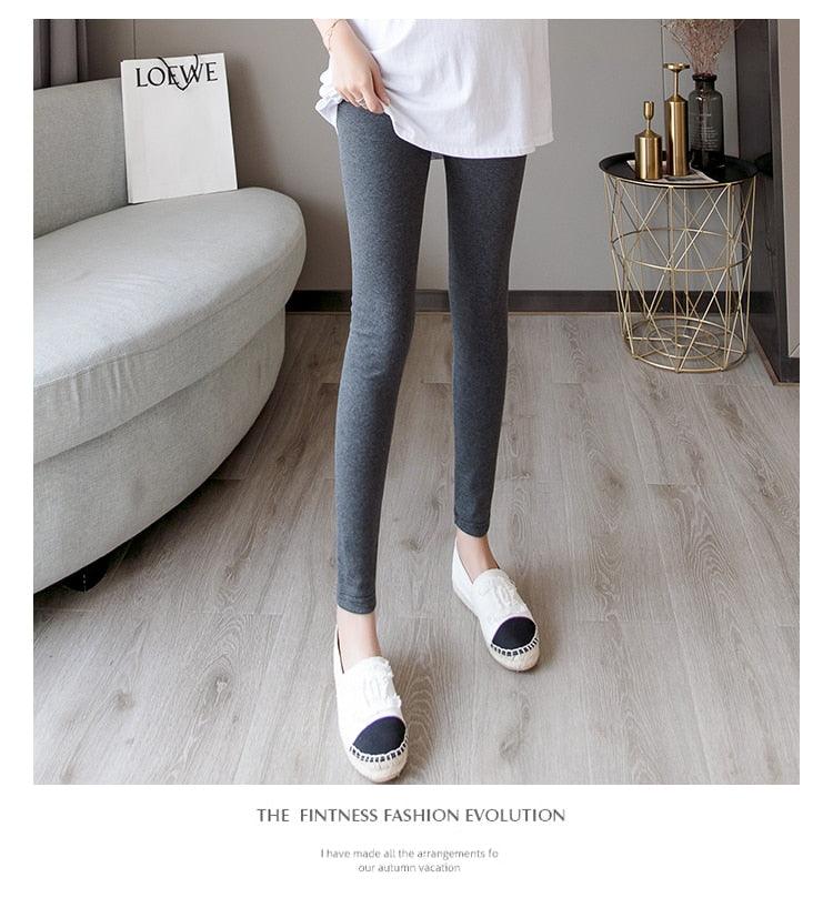 New Autumn Winter Skinny Maternity Legging - Across V Low Waist Belly Legging for Pregnant Women Cotton Pregnancy Pencil Pants (2Z7)(7Z2)(1U4)