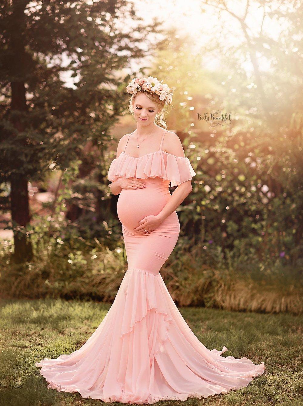 Ruffles Maxi Maternity Gown For Photo Shoots - Cute Sexy Maternity Dresses Photography - Plus Size (1U5)(Z6)(Z8)(1Z1)(2Z1)(3Z1)(4Z1)(7Z1)
