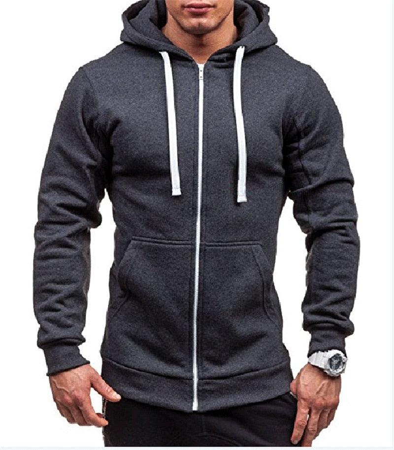 Style Men Hoodies Jacket - Spring Drawstring Zipper Hooded Sweatshirt -Male Long Sleeve Pocket Pullover Autumn Hoodie Coat (TM5)(CC1)(1U100)