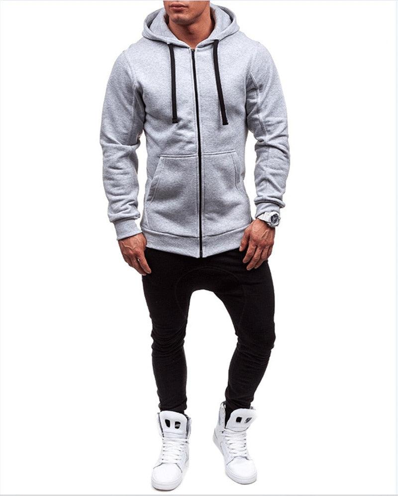 Style Men Hoodies Jacket - Spring Drawstring Zipper Hooded Sweatshirt -Male Long Sleeve Pocket Pullover Autumn Hoodie Coat (TM5)(CC1)(1U100)