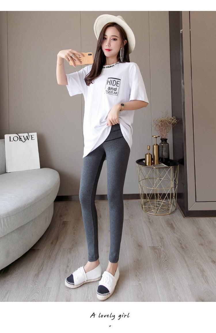 New Autumn Winter Skinny Maternity Legging - Across V Low Waist Belly Legging for Pregnant Women Cotton Pregnancy Pencil Pants (2Z7)(7Z2)(1U4)