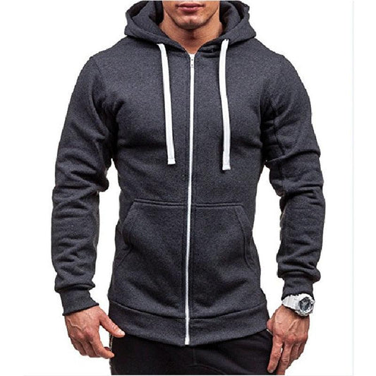 Style Men Hoodies Jacket - Spring Drawstring Zipper Hooded Sweatshirt -Male Long Sleeve Pocket Pullover Autumn Hoodie Coat (TM5)(CC1)(1U100)