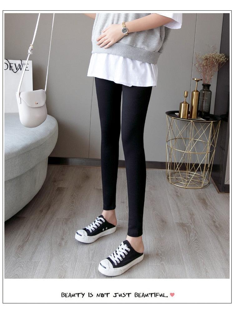 New Autumn Winter Skinny Maternity Legging - Across V Low Waist Belly Legging for Pregnant Women Cotton Pregnancy Pencil Pants (2Z7)(7Z2)(1U4)