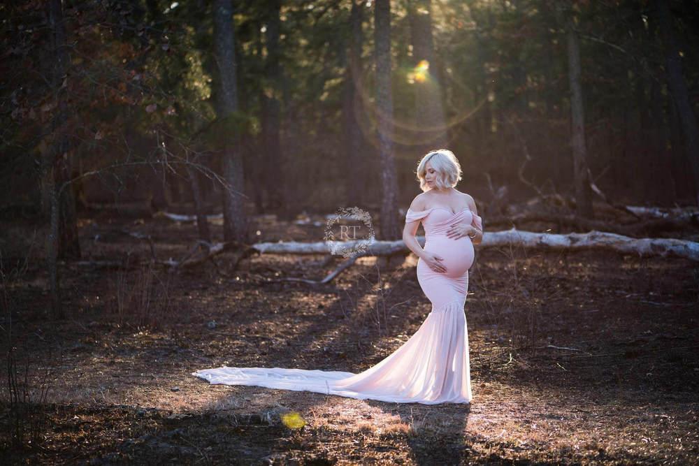 Long Maternity Photography Props Pregnancy Dress For Photo Shooting Off Shoulder - Maxi Maternity Gown (1U5)(Z6)(Z8)(1Z1)(2Z1)(3Z1)(4Z1)(7Z1)