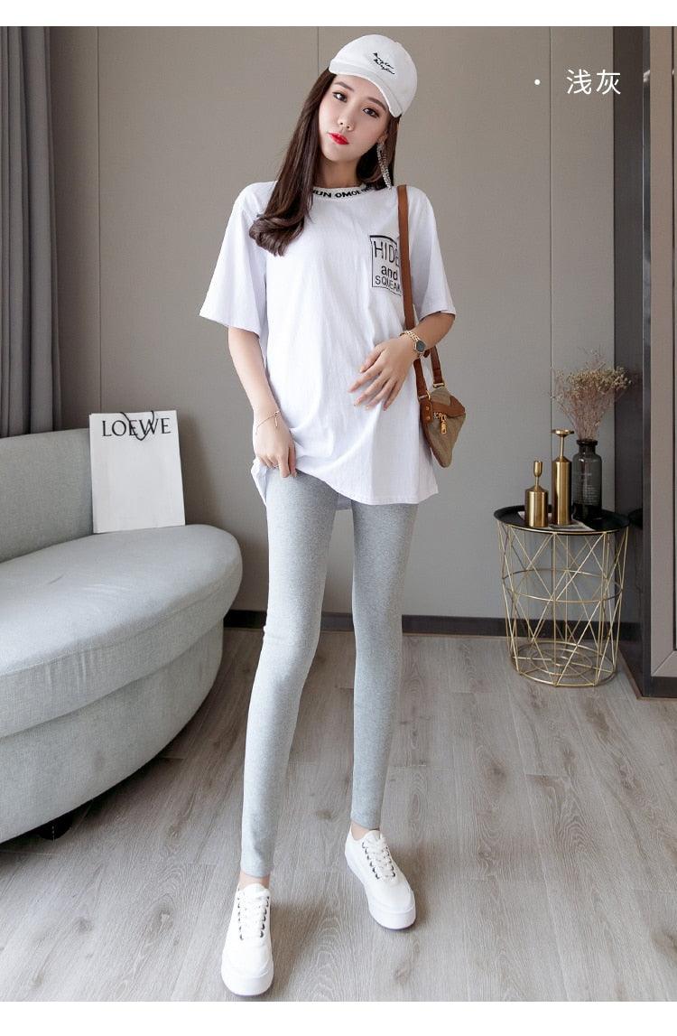 New Autumn Winter Skinny Maternity Legging - Across V Low Waist Belly Legging for Pregnant Women Cotton Pregnancy Pencil Pants (2Z7)(7Z2)(1U4)