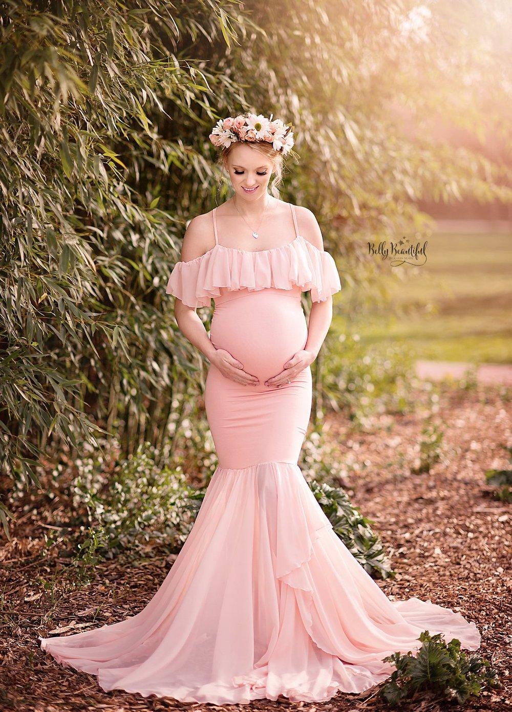 Ruffles Maxi Maternity Gown For Photo Shoots - Cute Sexy Maternity Dresses Photography - Plus Size (1U5)(Z6)(Z8)(1Z1)(2Z1)(3Z1)(4Z1)(7Z1)