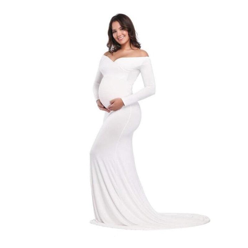 Pregnant Women Sexy Long Dresses - 100% Cotton Maternity V-Neck Maxi Gown Pregnancy Baby Shower Dress Photography Props Clothing (Z6)(1Z1)(2Z1)(3Z1)(7Z1) - Deals DejaVu