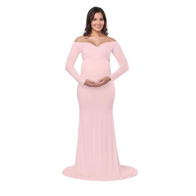 Pregnant Women Sexy Long Dresses - 100% Cotton Maternity V-Neck Maxi Gown Pregnancy Baby Shower Dress Photography Props Clothing (Z6)(1Z1)(2Z1)(3Z1)(7Z1) - Deals DejaVu