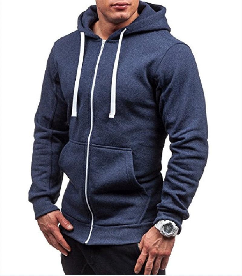 Style Men Hoodies Jacket - Spring Drawstring Zipper Hooded Sweatshirt -Male Long Sleeve Pocket Pullover Autumn Hoodie Coat (TM5)(CC1)(1U100)
