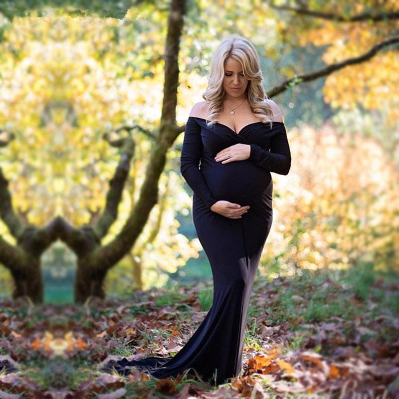 Pregnant Women Sexy Long Dresses - 100% Cotton Maternity V-Neck Maxi Gown Pregnancy Baby Shower Dress Photography Props Clothing (Z6)(1Z1)(2Z1)(3Z1)(7Z1) - Deals DejaVu