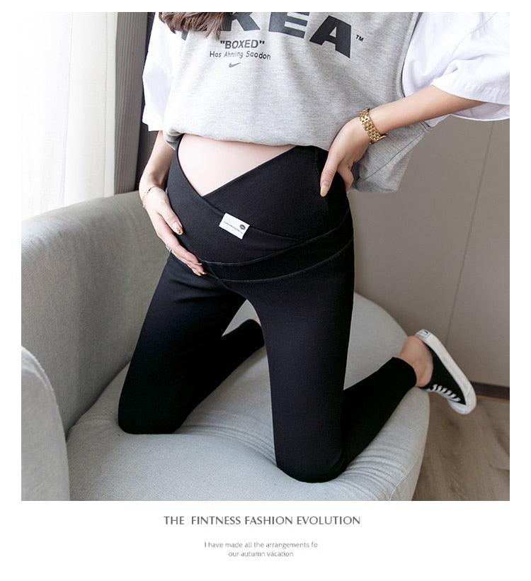 New Autumn Winter Skinny Maternity Legging - Across V Low Waist Belly Legging for Pregnant Women Cotton Pregnancy Pencil Pants (2Z7)(7Z2)(1U4)