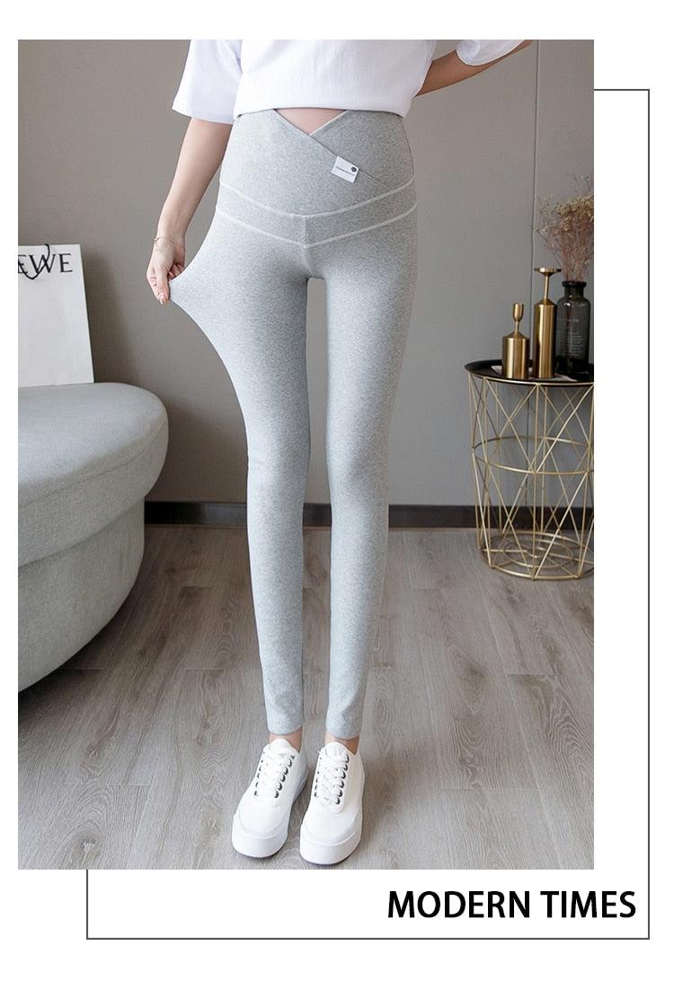 New Autumn Winter Skinny Maternity Legging - Across V Low Waist Belly Legging for Pregnant Women Cotton Pregnancy Pencil Pants (2Z7)(7Z2)(1U4)