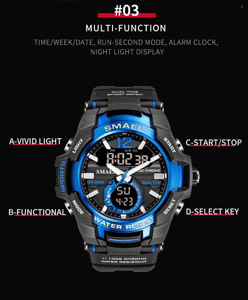 Men Watches - Sport Watch Waterproof 50M Wristwatch Relogio Masculino Militar 1805 Men's Clock (MA9)(RW)(1U84)