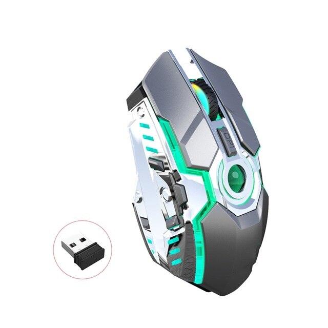 2.4G Wireless Mouse USB Optical RGB Light Silent Rechargeable Ergonomic Gaming Mice 2400DPI For Laptop PC Notebook Game (CA1)