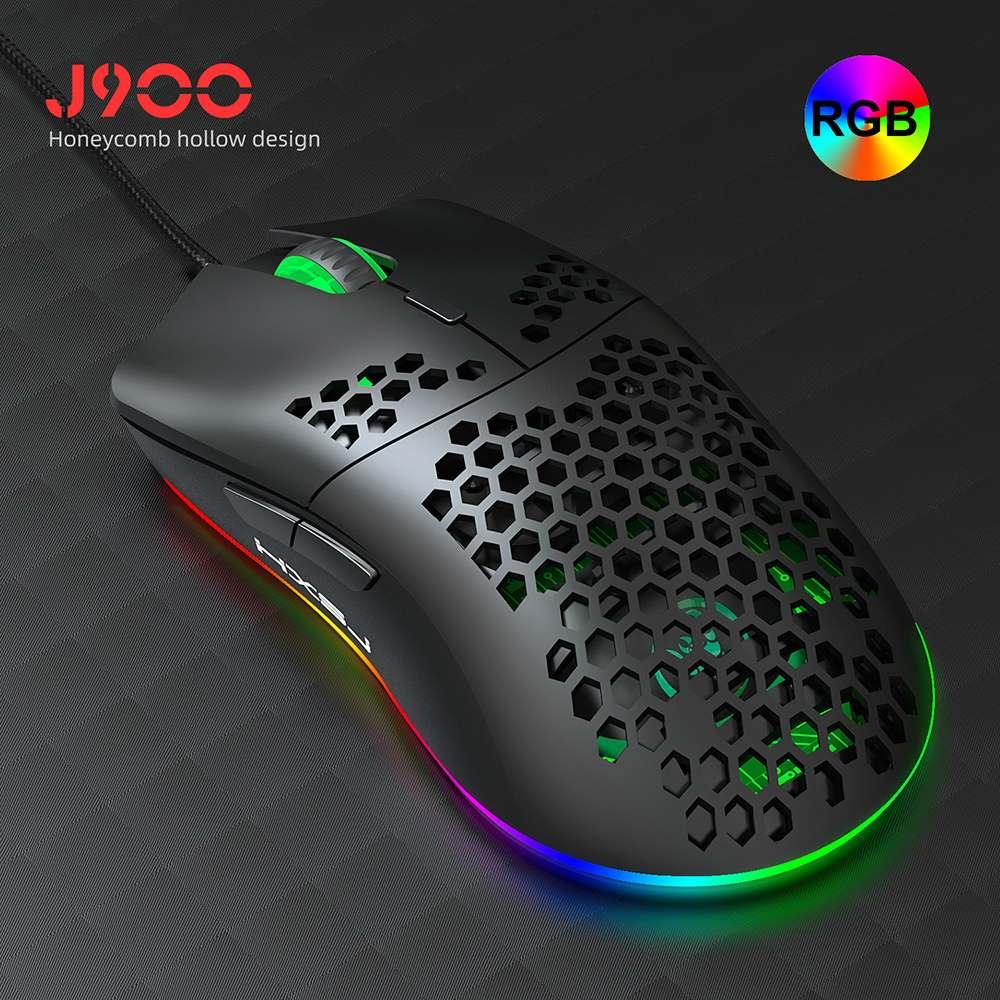 J900 RGB Backlight USB Wired Mouse Honeycomb Hollow Game Mouse 6400DPI For Desktop Computer Laptop PC (CA1)
