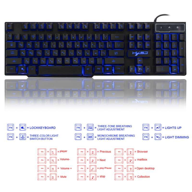 R8 Mechanical Gaming Keyboard 104 Keys Russian English Backlight Waterproof Anti-Skid Gamer Keyboard (CA1)(F52)