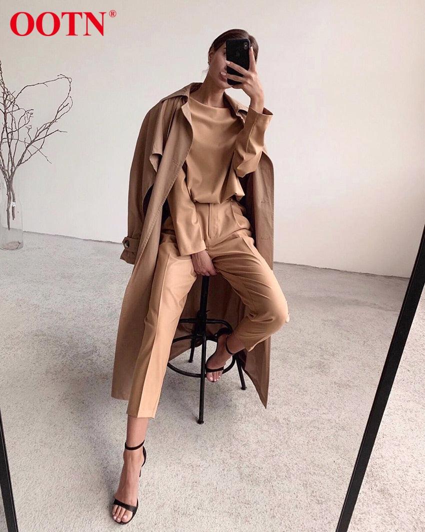 Great Brown Pencil Pants Female Autumn Winter Elegant Ladies Plain Casual Black Pants - Office Work Straight Women Trousers (D25)(BP)(1U25) - Deals DejaVu