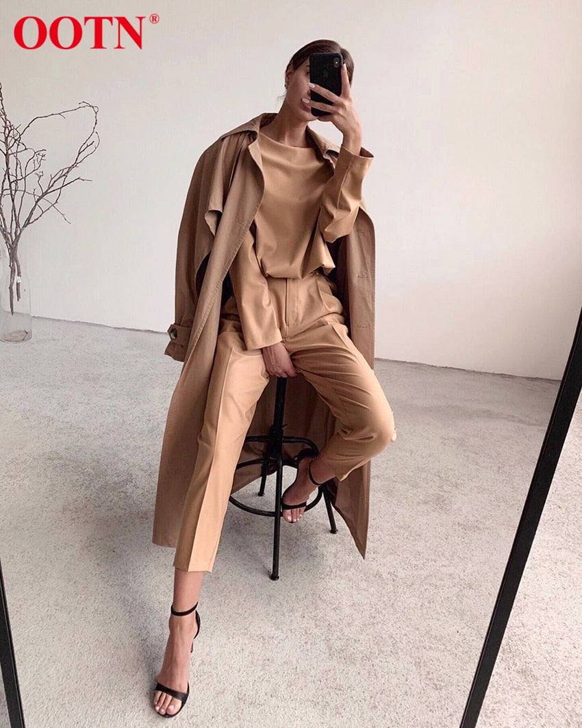 Great Brown Pencil Pants Female Autumn Winter Elegant Ladies Plain Casual Black Pants - Office Work Straight Women Trousers (D25)(BP)(1U25) - Deals DejaVu