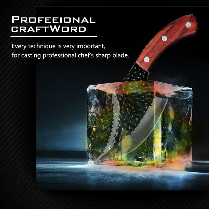 Forged Small Scimitar To Cut Meat Butcher - Boning Knife Hammered Household Outdoor Sliced Slaughter Small Kitchen Knife (AK5)(1U61)