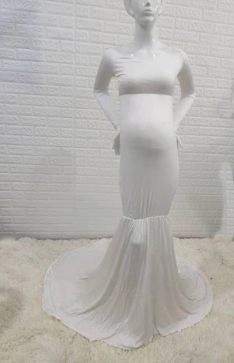 Nice Mermaid Maternity Long Dress Photo Shoot - Pregnant Women Pregnancy Cotton Chiffon Photography Prop Sexy V-Neck Maxi Gown (Z6)(1Z1)(2Z1)(3Z1)(7Z1) - Deals DejaVu